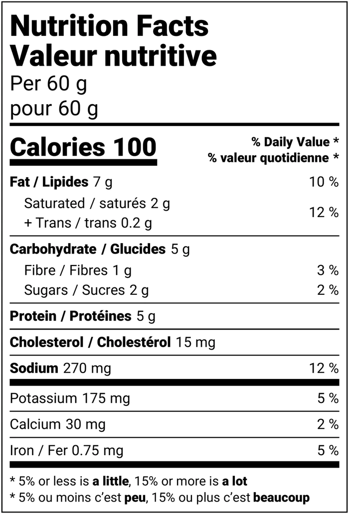 Nutrition facts table for Meatballs in Marinara Sauce