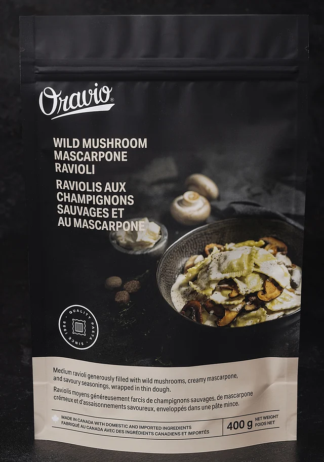 Oravio Wild Mushroom Mascarpone Ravioli package, 400 g