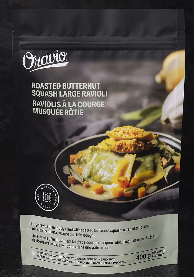 Oravio Roasted Butternut Squash Large Ravioli package, 400 g